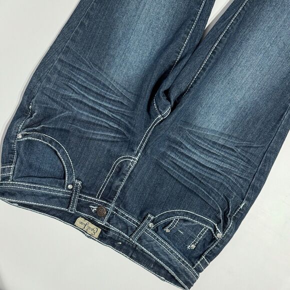 Earl Boot Cut Mid Rise Rhinestone Pockets Dark Wash Jeans Women’s Size 6P (J5) - Picture 4 of 11